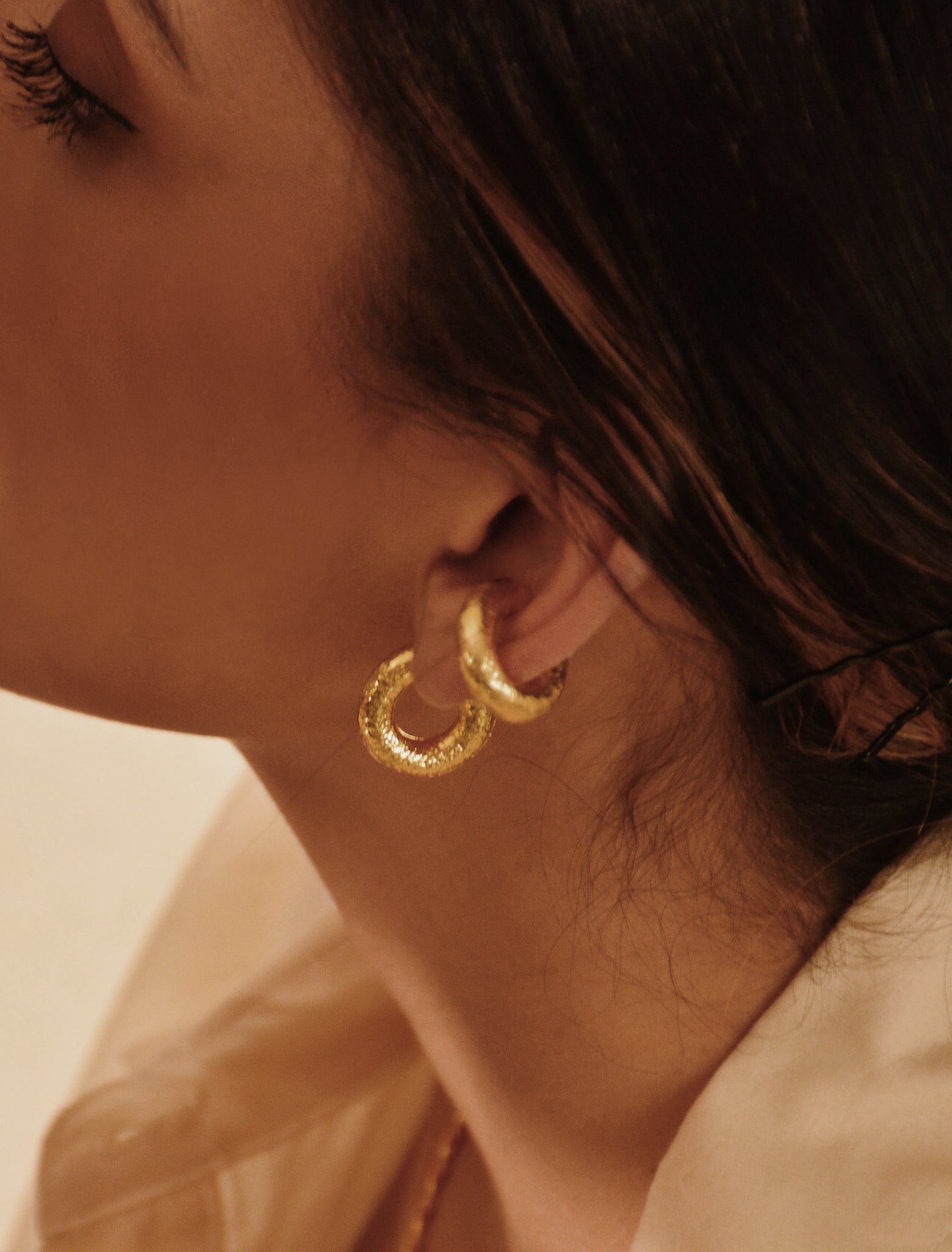 Autentica 24K Gold Plated Hoops