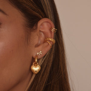 Lock Heart 24K Gold Plated Hoops