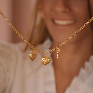 Heart Multicharm Necklace 24K Plated Gold