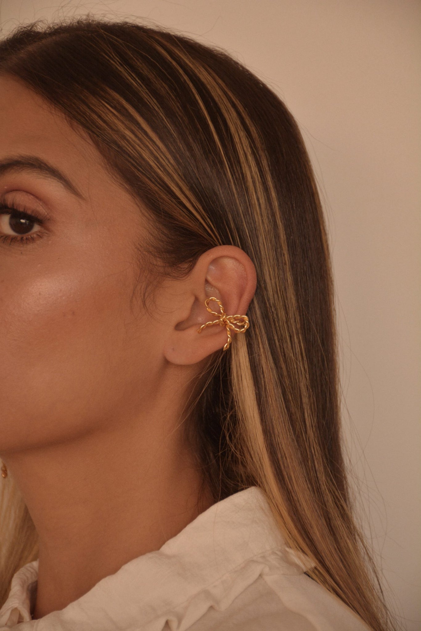 Ariana Bow 24K Gold Plated Earcuff