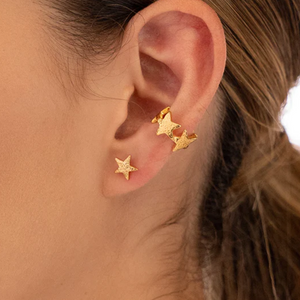 Stars 24K Gold Plated Stud Earrings and Earcuff Set