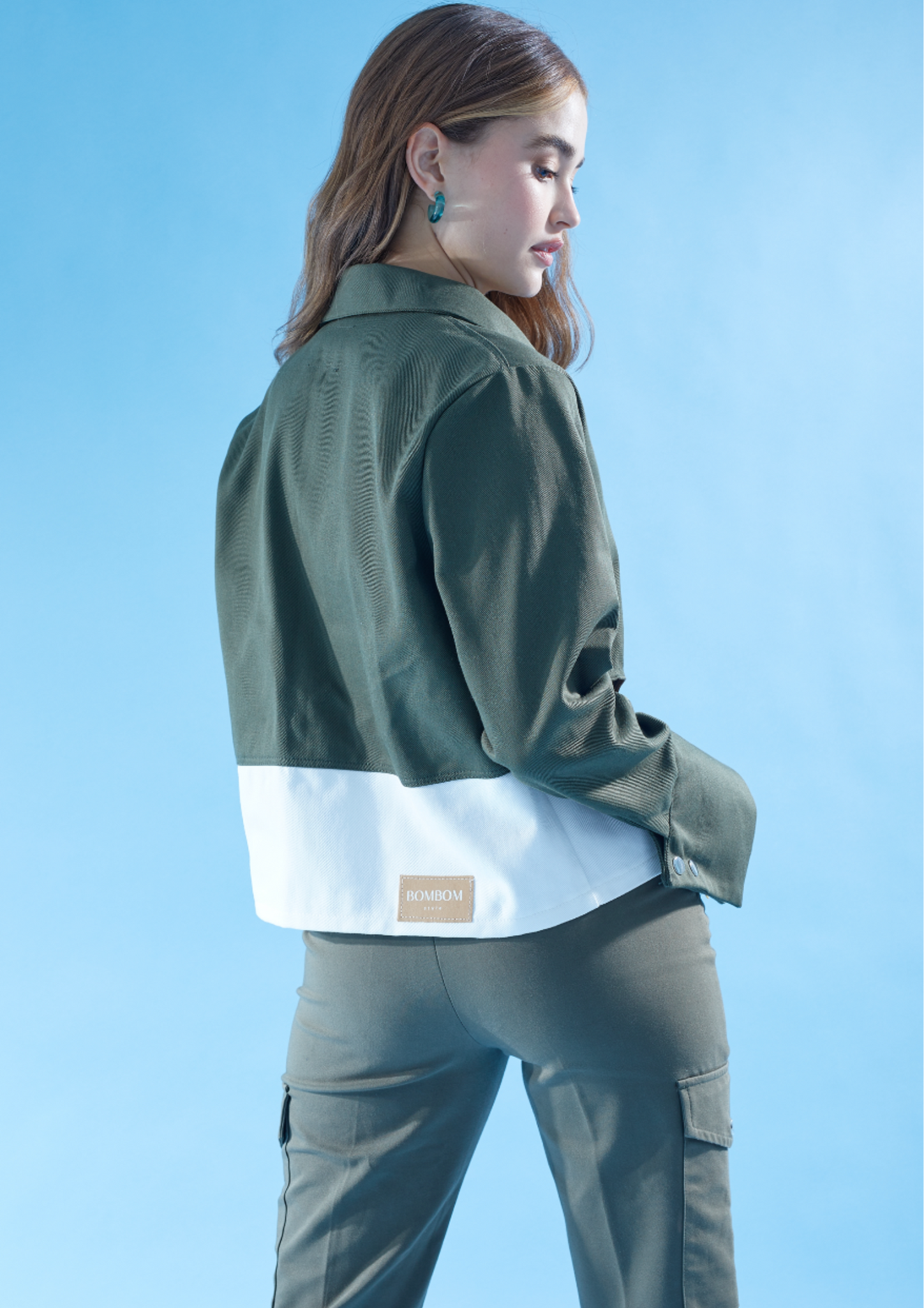 Bombom Muse Green and White Cut-Out Jacket